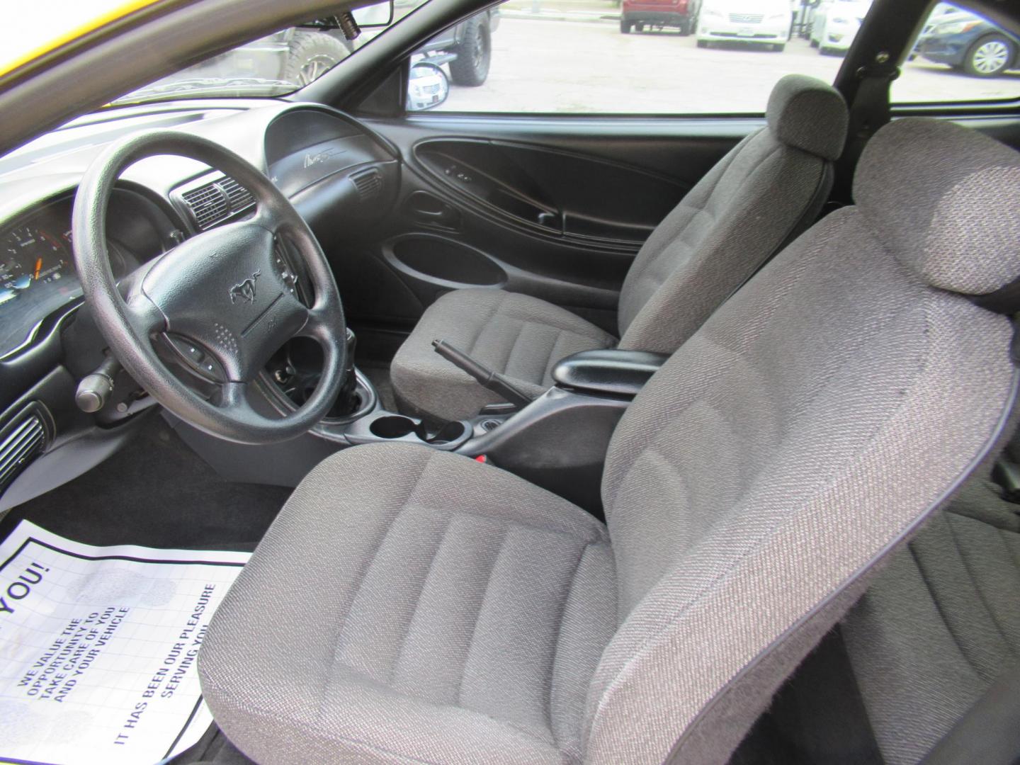 1998 Yellow /Gray Ford Mustang Coupe (1FAFP4044WF) with an 3.8L V6 OHV 12V engine, Manual transmission, located at 1511 North Shepherd Dr., Houston, TX, 77008, (281) 657-1221, 29.798361, -95.412560 - 1998 FORD MUSTANG VIN: 1FAFP4044WF252202 1 F A F P 4 0 4 4 W F 2 5 2 2 0 2 COUPE 3.8L V6 F GASOLINE REAR WHEEL DRIVE - Photo#17