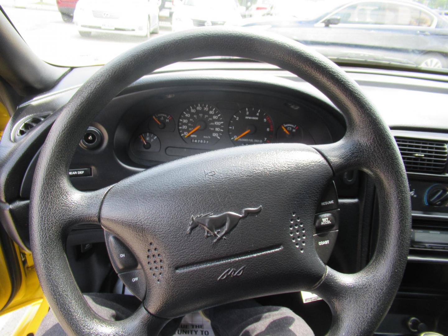 1998 Yellow /Gray Ford Mustang Coupe (1FAFP4044WF) with an 3.8L V6 OHV 12V engine, Manual transmission, located at 1511 North Shepherd Dr., Houston, TX, 77008, (281) 657-1221, 29.798361, -95.412560 - 1998 FORD MUSTANG VIN: 1FAFP4044WF252202 1 F A F P 4 0 4 4 W F 2 5 2 2 0 2 COUPE 3.8L V6 F GASOLINE REAR WHEEL DRIVE - Photo#9