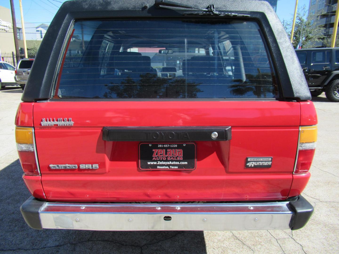 1987 Red /GRAY Toyota 4Runner SR5 4WD (JT3RN67W9H0) with an 2.4L L4 SOHC 8V engine, Automatic transmission, located at 1511 North Shepherd Dr., Houston, TX, 77008, (281) 657-1221, 29.798361, -95.412560 - 1987 TOYOTA 4RUNNER SR5 TURBO VIN: JT3RN67W9H0179337 J T 3 R N 6 7 W 9 H 0 1 7 9 3 3 7 UTILITY (BLAZER, JIMMY, SCOUT, ETC.) 2.4L I4 F GASOLINE WOW WHAT A GEM! ONE OWNER CLASSIC FRESH PAINT AUTOMATIC TURBO! ORIGINAL MILES FACTORY CHROME BUMPERS INTACT ALTIMETER ORIGINAL RADIO ELECTRONIC D - Photo#28
