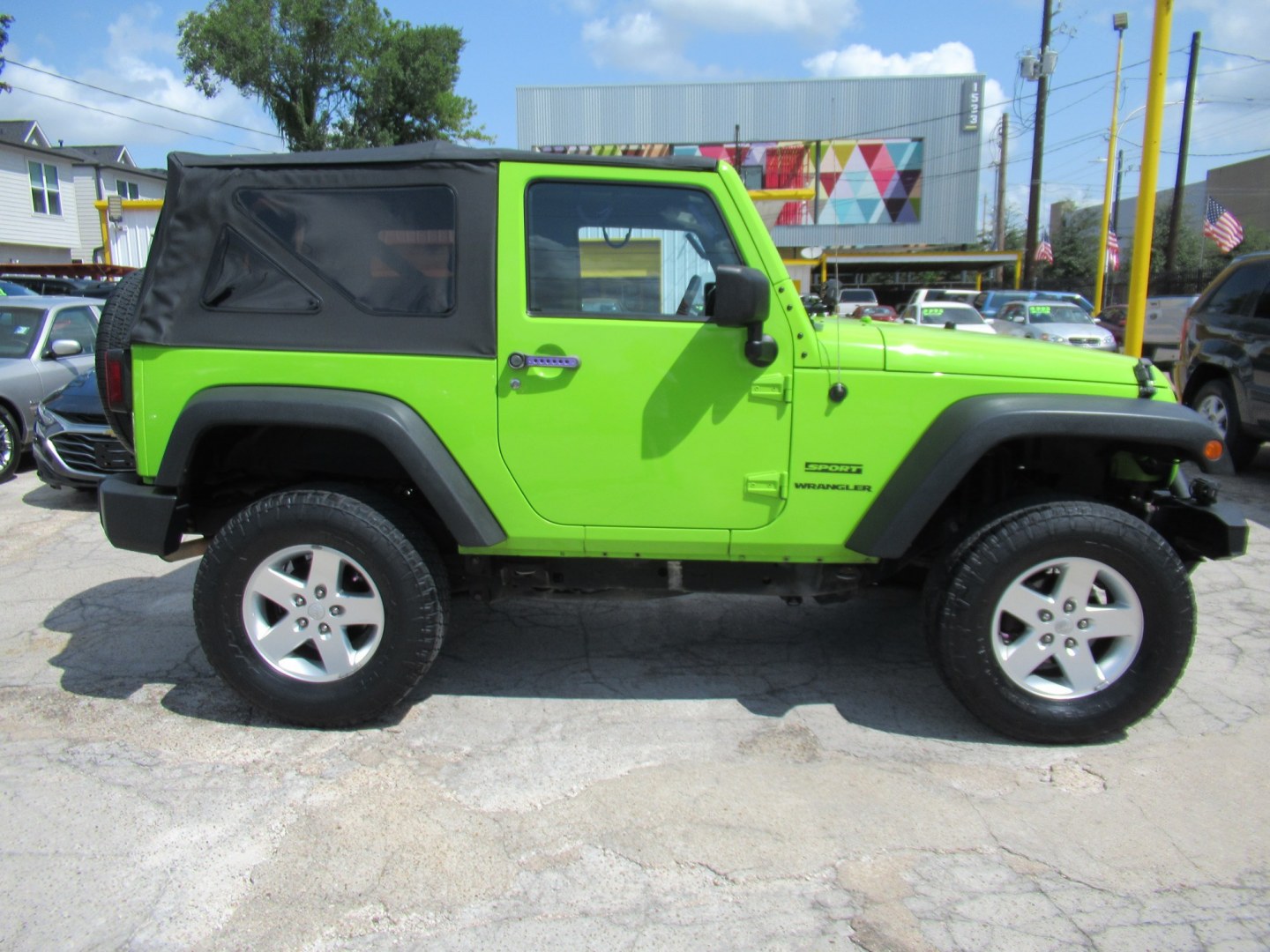 2012 Green /Black Jeep Wrangler Sport 4WD (1C4AJWAG0CL) with an 3.6L V6 DOHC 24V FFV engine, Automatic transmission, located at 1511 North Shepherd Dr., Houston, TX, 77008, (281) 657-1221, 29.798361, -95.412560 - 2012 Jeep Wrangler Sport VIN: 1C4AJWAG0CL279419 Vehicle Details Utility (Blazer, Jimmy, Scout, etc.) 3.6L V6 F DOHC 24V Gasoline Rear wheel drive w/ 4X4- Photo#0